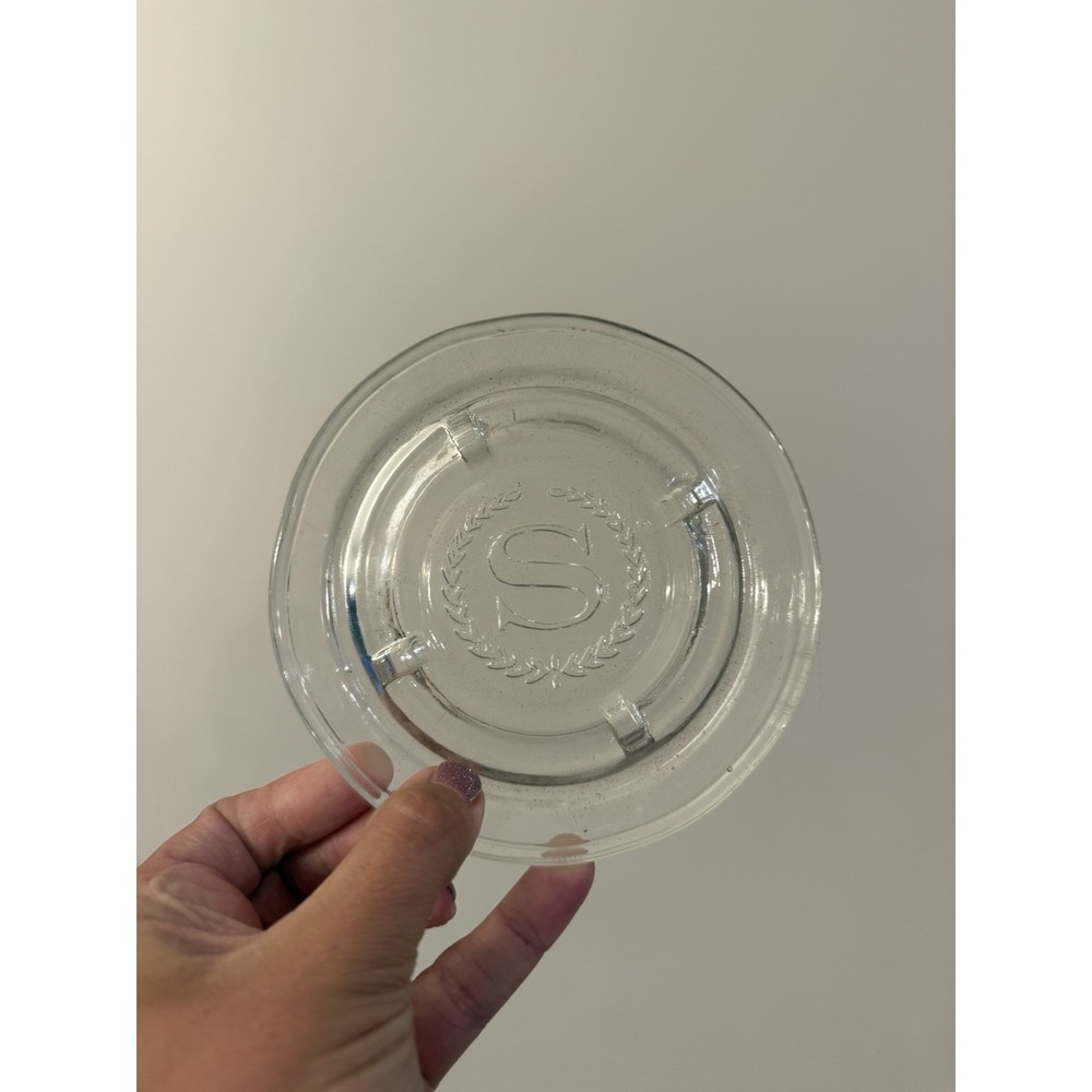 Vintage Retro Sheraton Hotel Clear Glass Ash Tray 70's Logo 5 inch Ashtray
